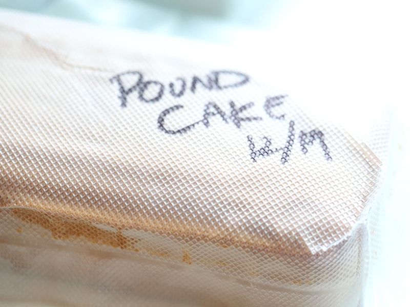 Food labeled in a freezer