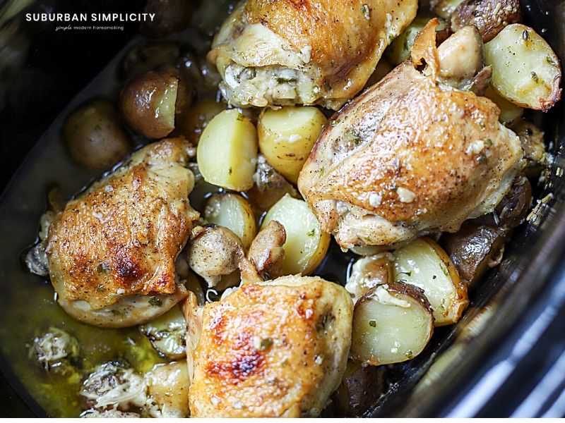 cooked chicken in the crock pot