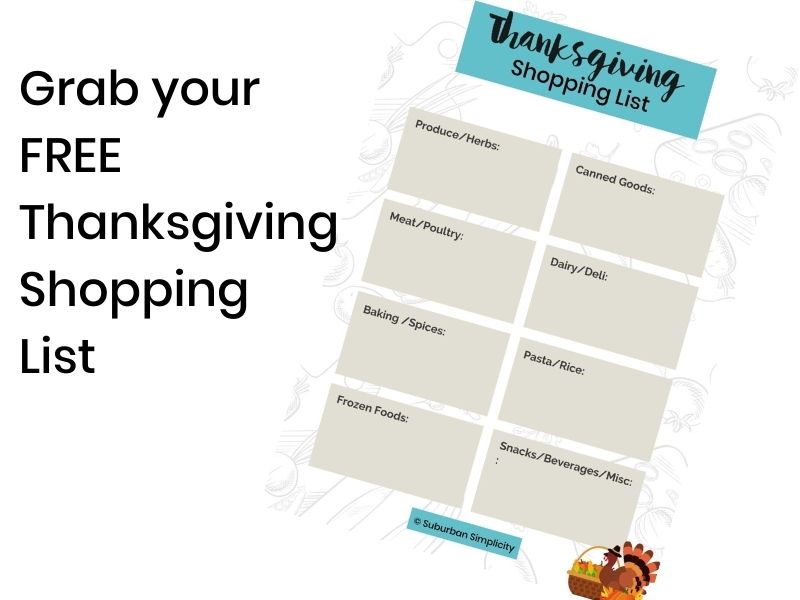 Thanksgiving shopping list