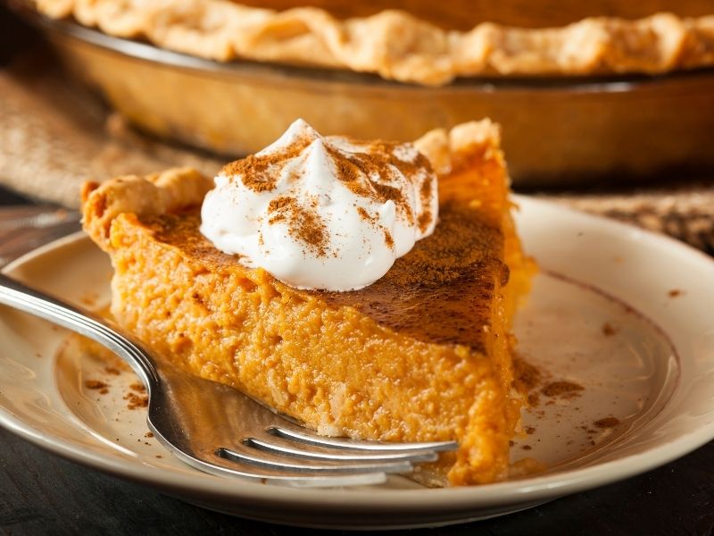 Pumpkin pie on a plate