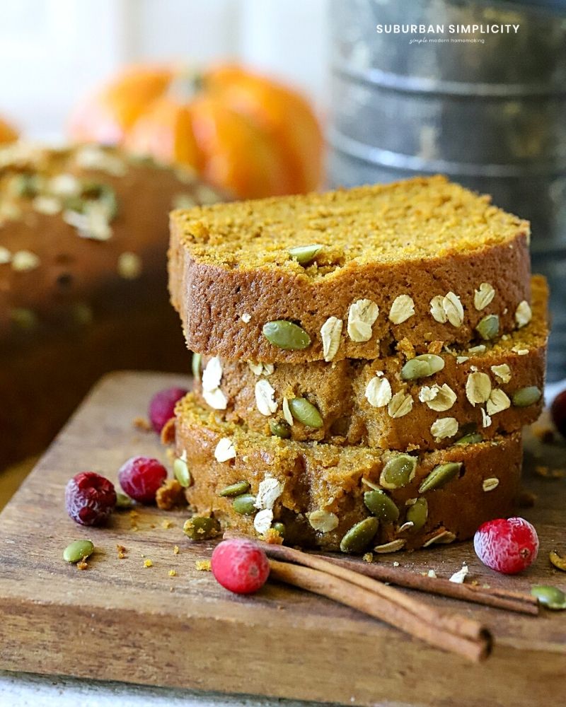 Stacked Pumpkin bread from scratch