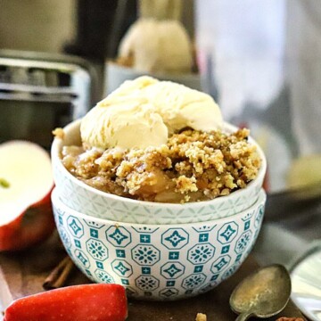 apple dump cake in a bowl
