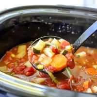 Crockpot Vegetable soup in a slow cooker