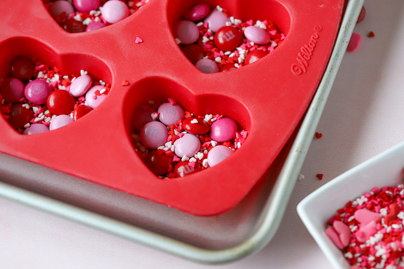 candy in a heart-shaped mold