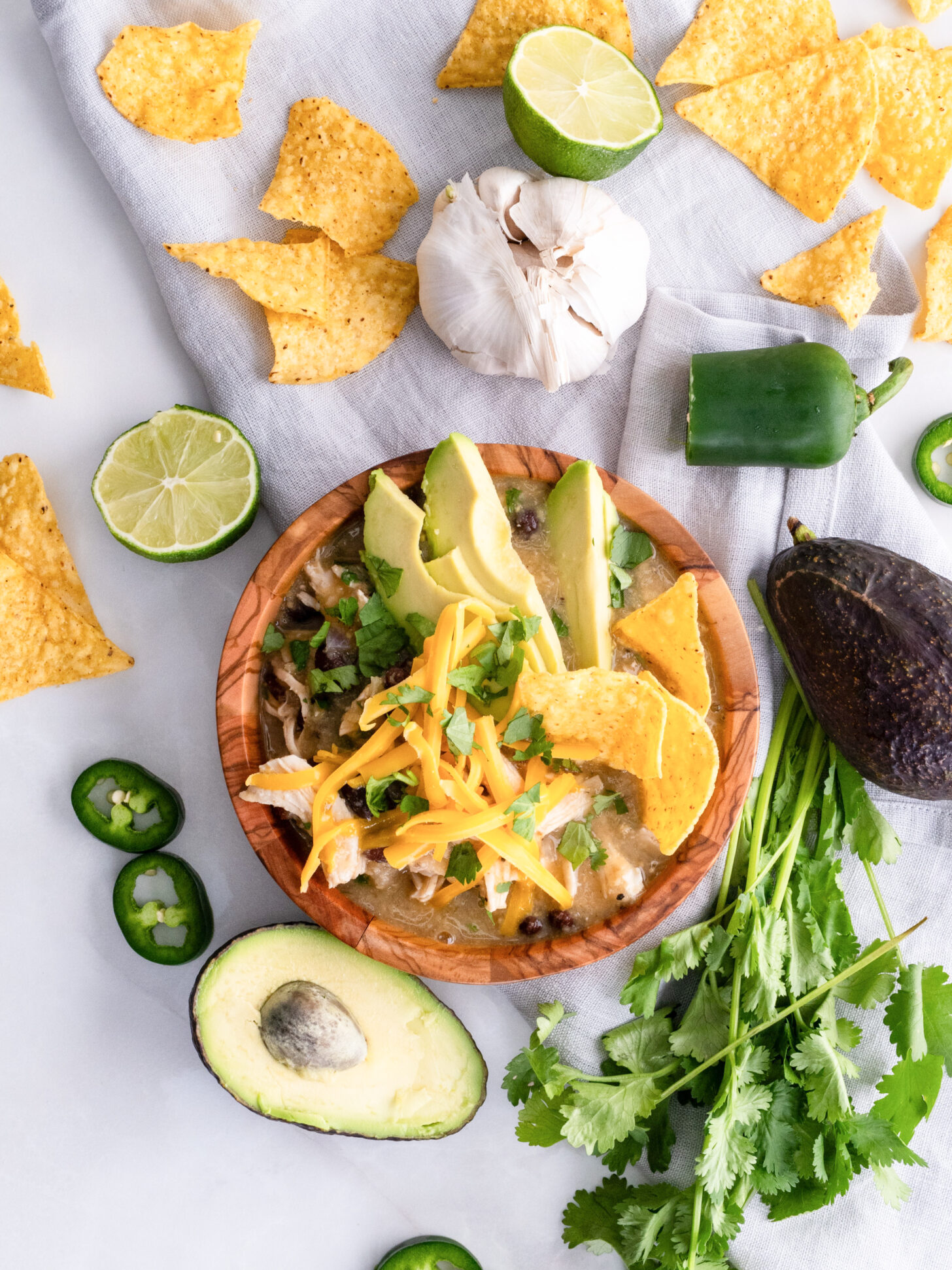 Chicken enchilada soup in a bowl