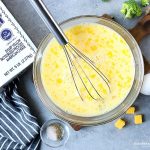 eggs and milk in a bowl