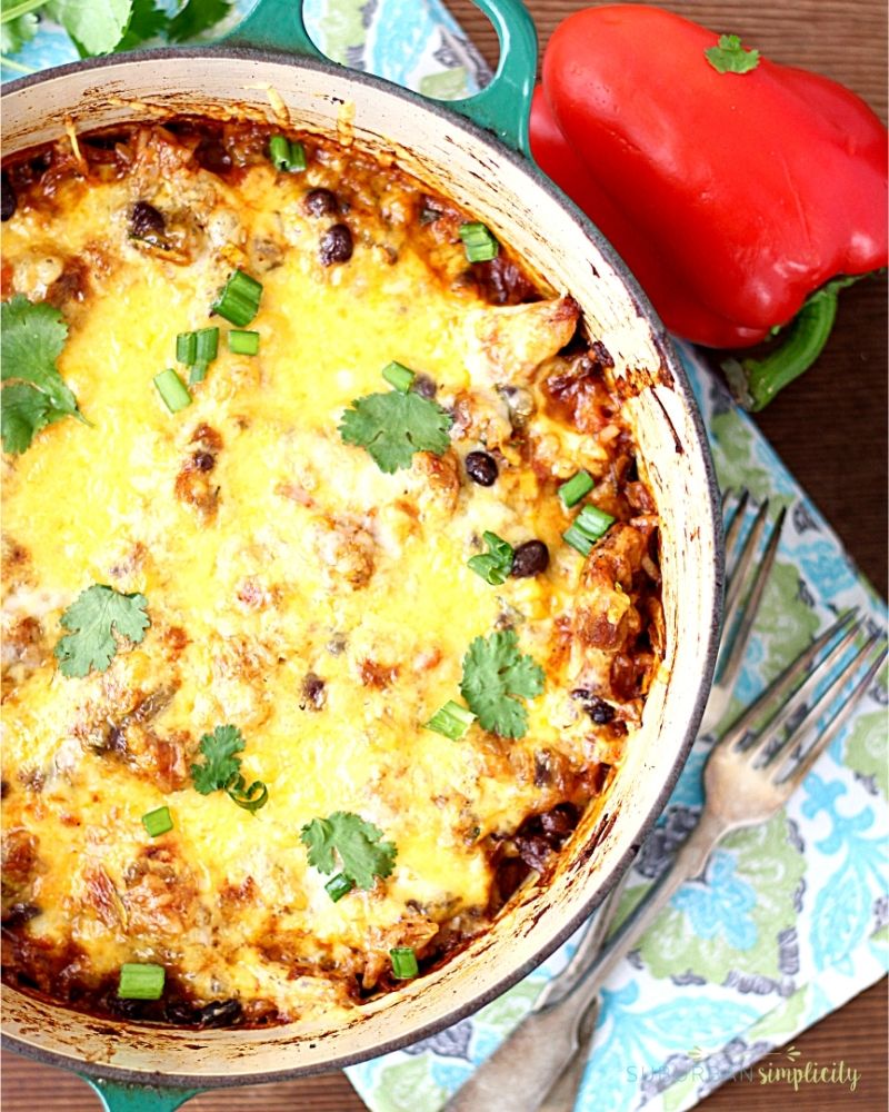 Healthy Mexican Chicken and Rice Casserole (one-pot)