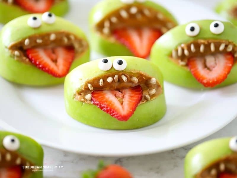 Apple Monster Mouths on a plate