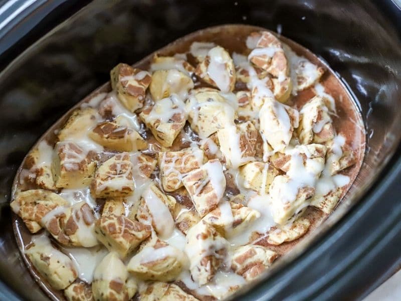 Crock Pot Cinnamon Roll Casserole « Running in a Skirt