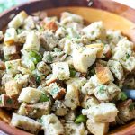 turkey stuffing ready to go into the slow cooker