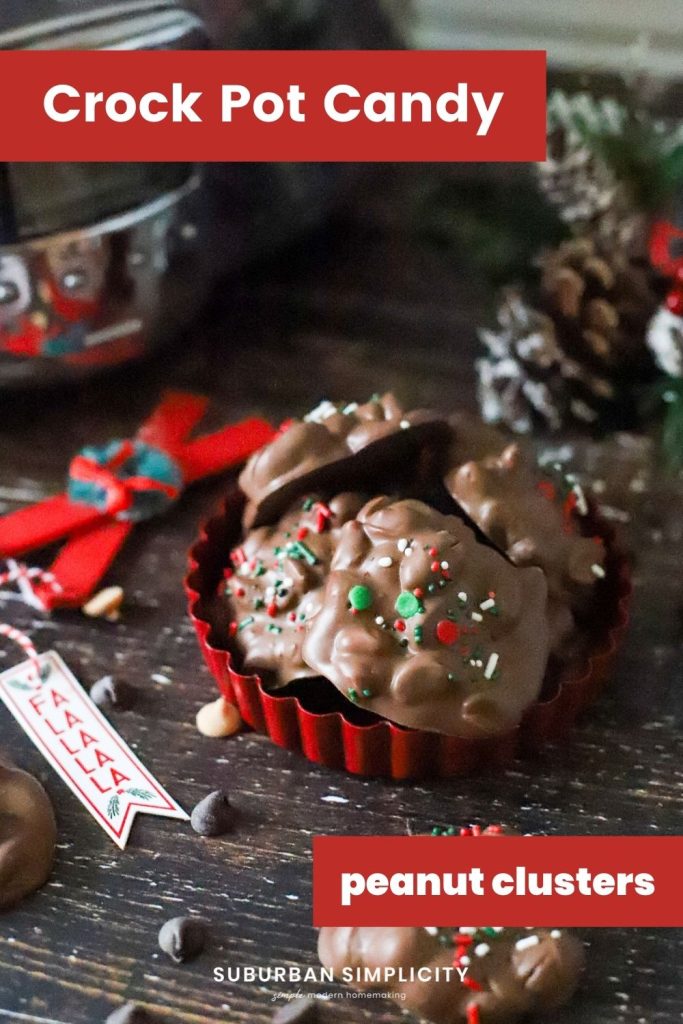 Crock Pot Candy is incredibly easy to make in your slow cooker. These delicious chocolate peanut clusters are perfect for serving at Christmas gatherings or making homemade gifts.