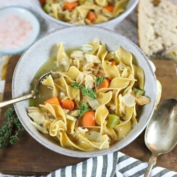 turkey soup in a bowl
