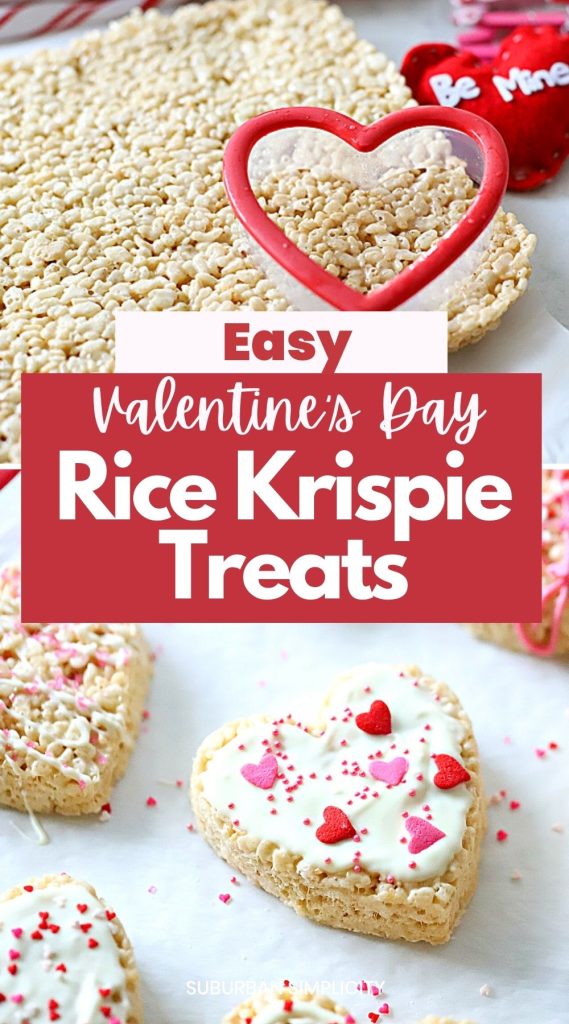 Share some homemade love and make a batch of Valentine's Day Rice Krispie Treats! They're soft, chewy, and cut into an adorable heart-shaped design.