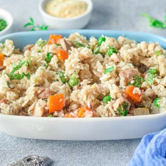 Instant Pot Chicken and Rice in a bowl