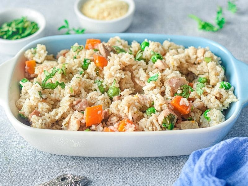 Instant Pot Chicken and Rice in a bowl