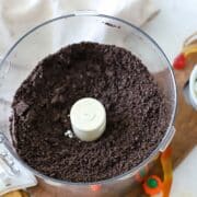 Oreos crushed in a food processor.