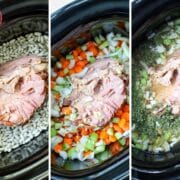 Step to make ham and bean soup in the crockpot.