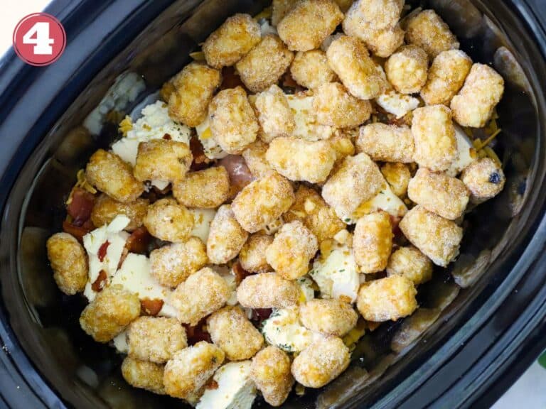Easy Crock Pot Chicken Bacon Ranch Tater Tot Casserole Suburban Simplicity