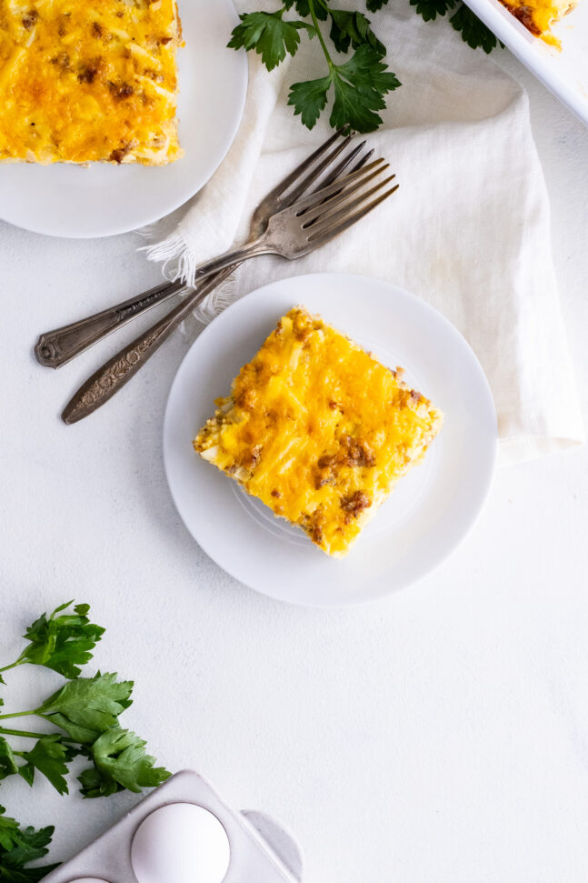 Slice of Easy Sausage Hashbrown Casserole