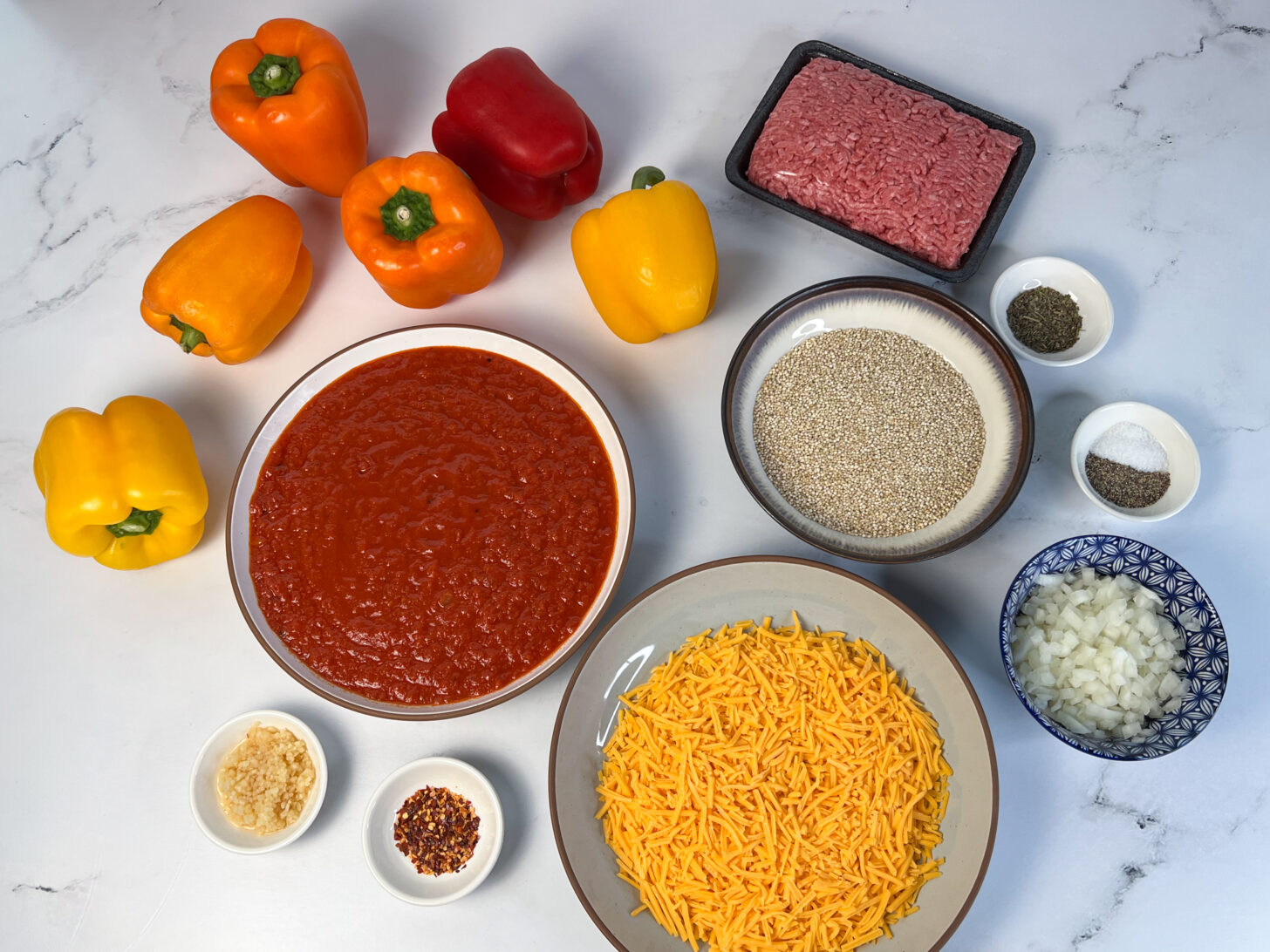 Ingredients for crock pot stuffed peppers