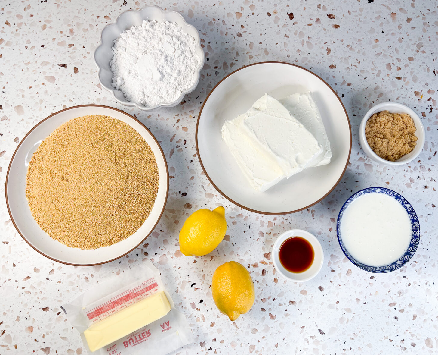 Ingredients for no bake lemon cheesecake