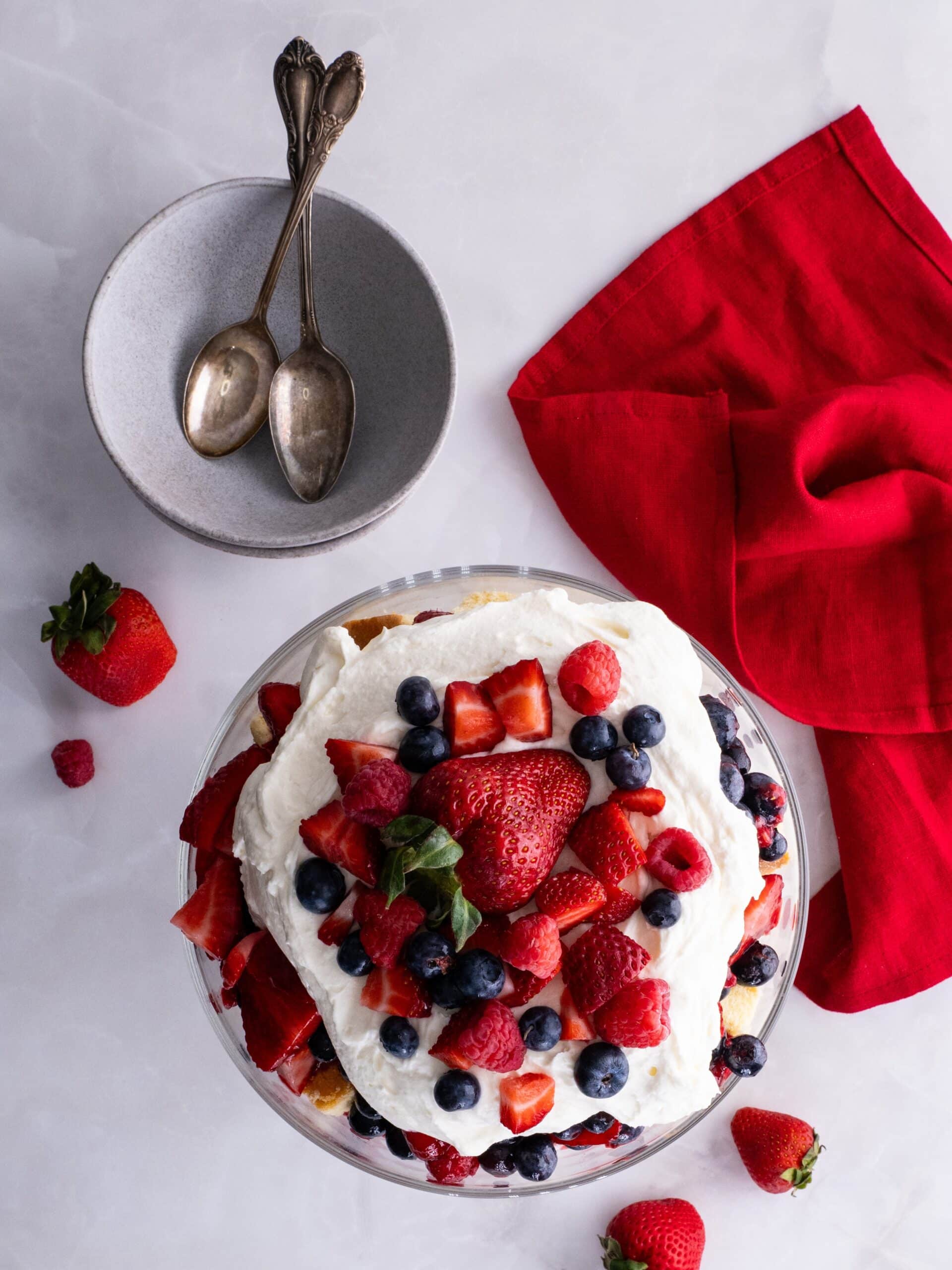 No-Bake Summer Berry Trifle from above