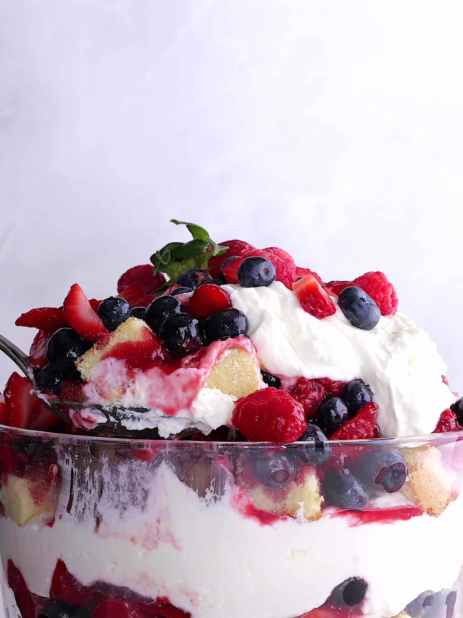 closeup of berry trifle