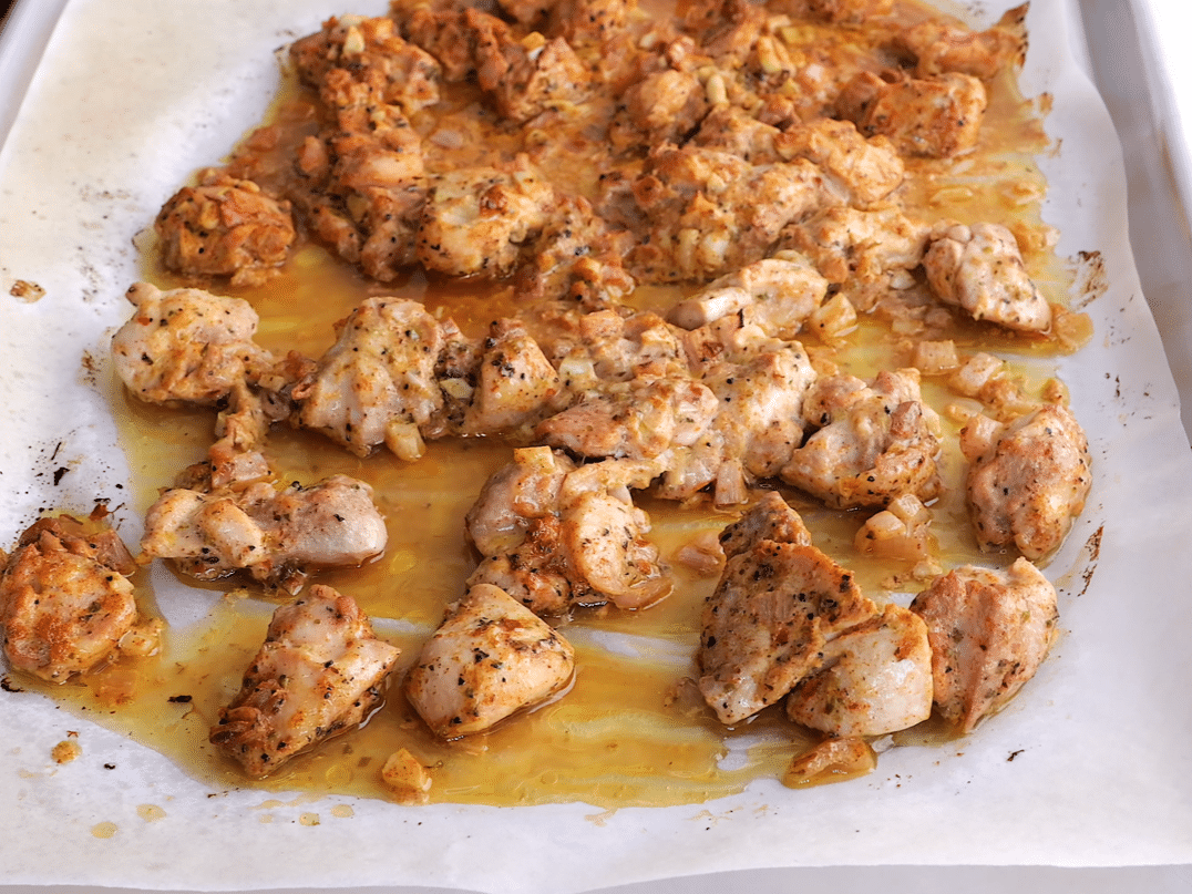 baked chicken for the greek chicken bowls with tzatziki sauce