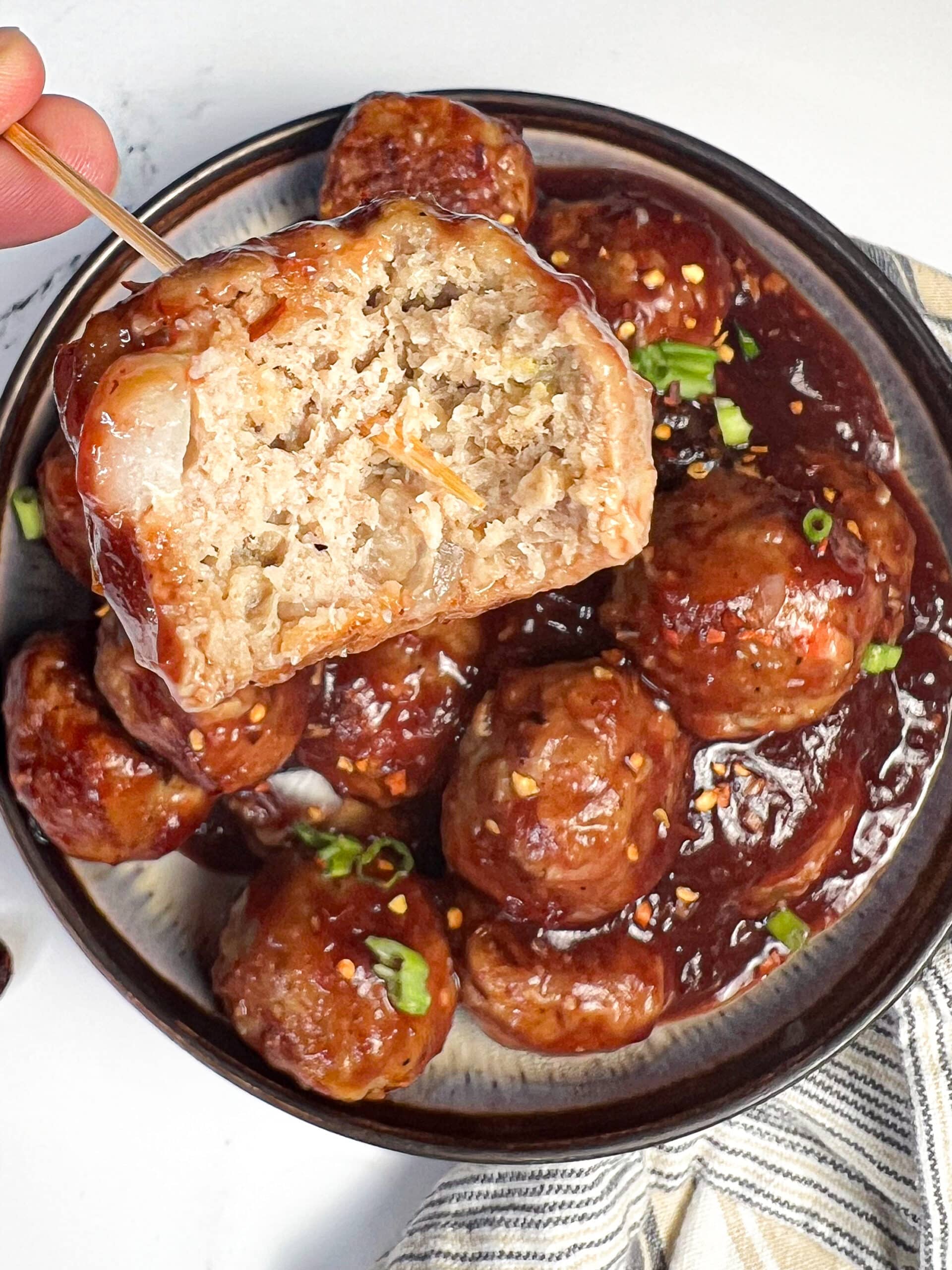 Turkey meatballs in jellied cranberry sauce