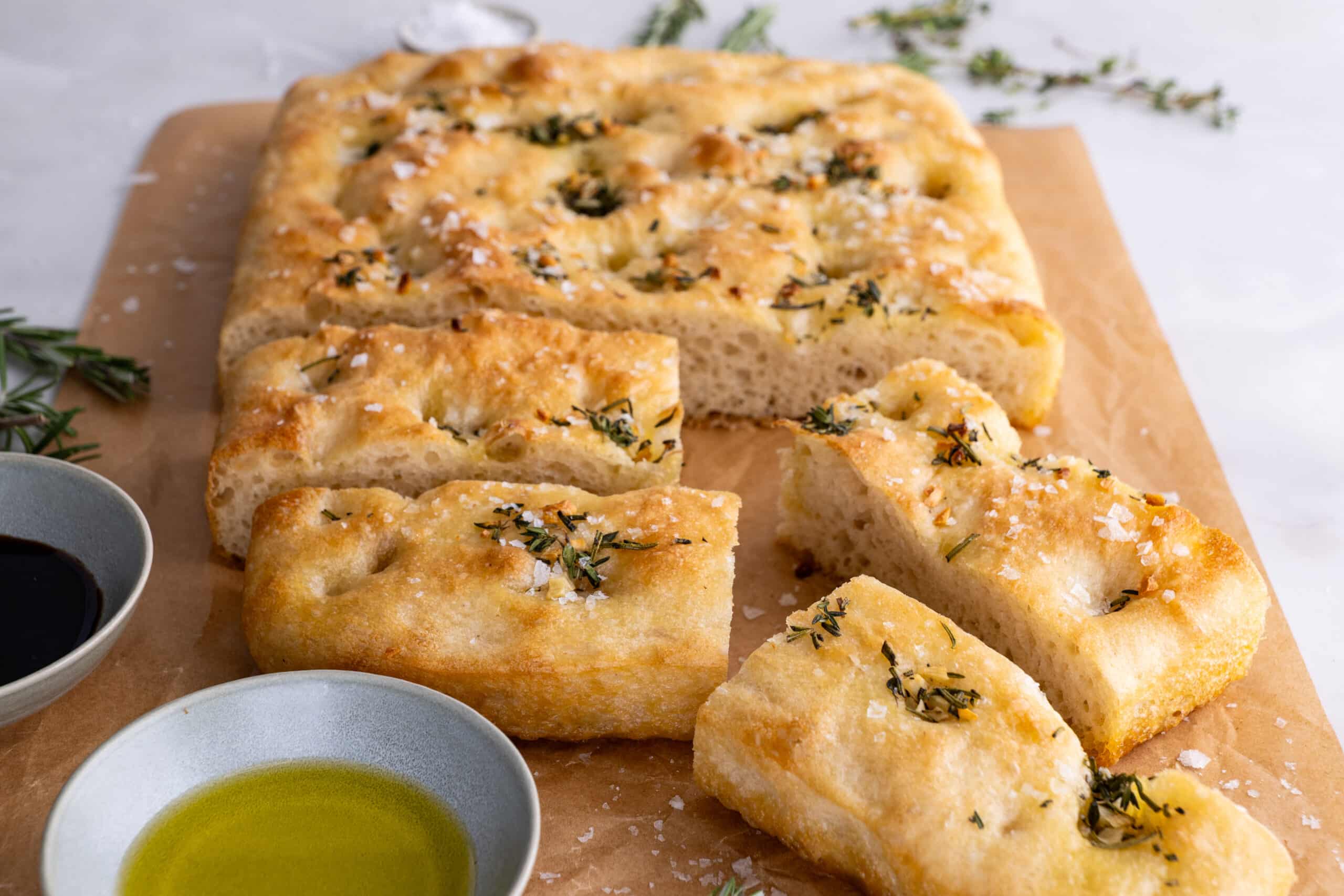 Garlic and herb focaccia bread