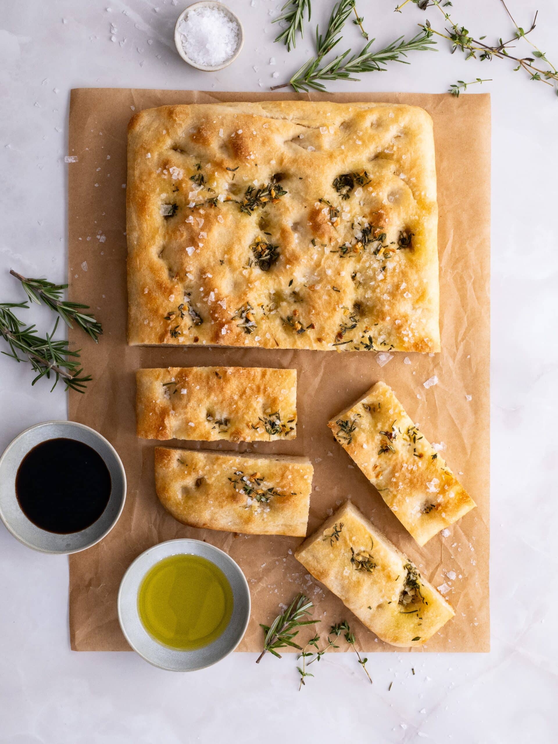 Garlic and herb focaccia bread