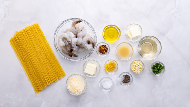 Ingredients for Shrimp Scampi Pasta