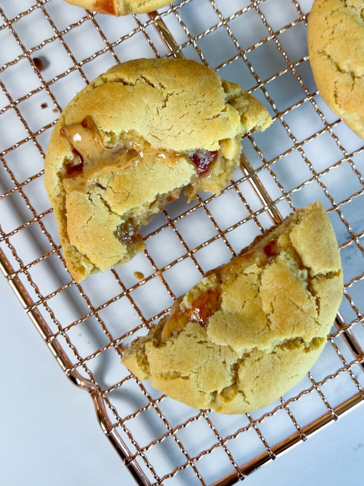 Peanut Butter and Jelly Stuffed Cookies