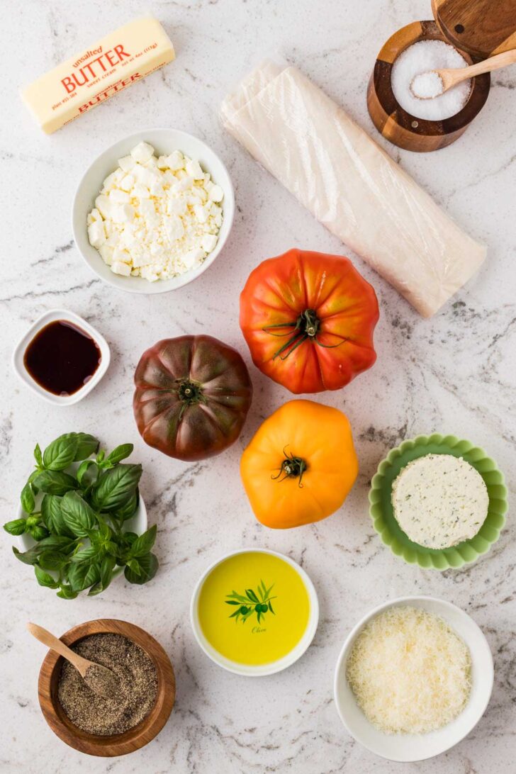 ingredients for heirloom tomato pie