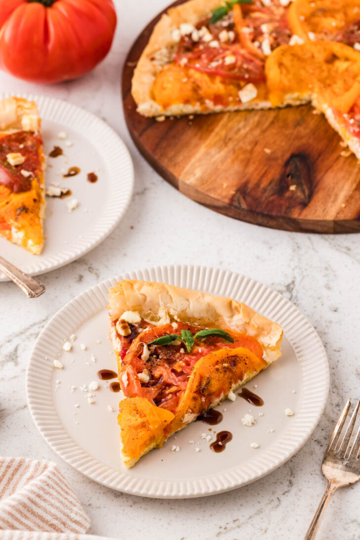slice of heirloom tomato pie