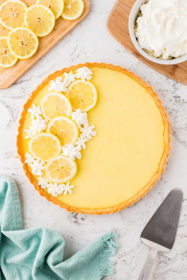 Whole Lemon tart with garnish