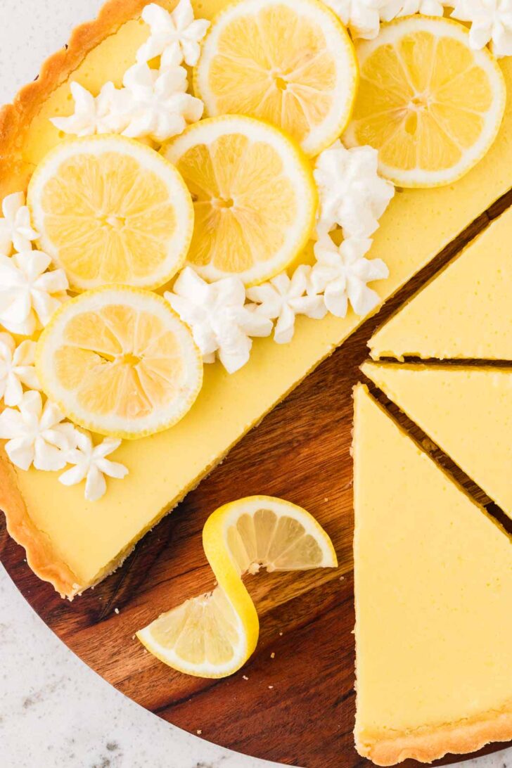 closeup of lemon tart