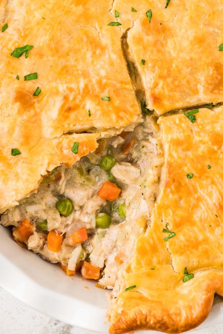 closeup of chicken pot pie recipe