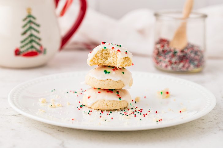 Italian Christmas Cookies stacked on top of each other