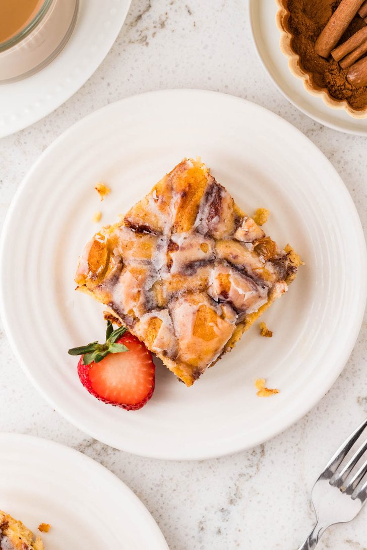 Slice of cinnamon roll casserole